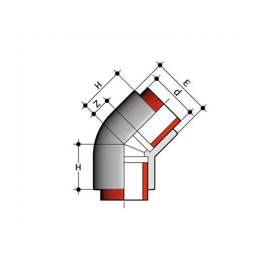 GOMITO 45° SALDATURA DI TASCA PP-H ø063 mm 0401157 1