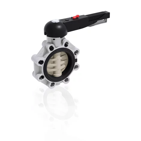 VALVOLA A FARFALLA UNI/ANSI PP-H ø075-2"1/2 TENUTE FPM 0402042 1