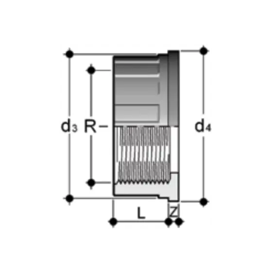 PEZZO FOLLE FILETTATO PVC-U NPT PER VALVOLA A MEMBRANA ø2" 0403652 1