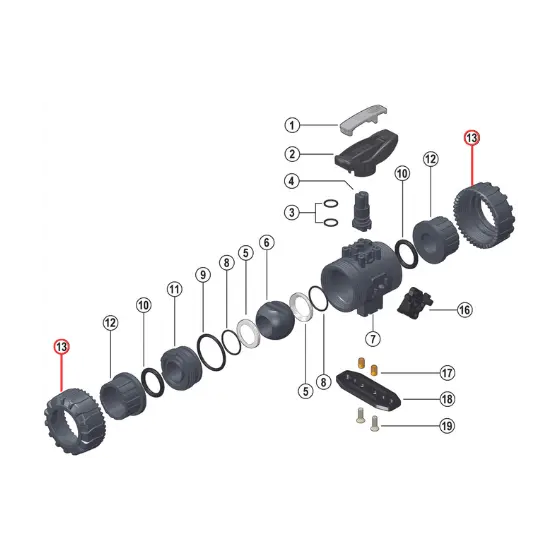 GHIERA FILETTATA PVC-U PER VALVOLA A SFERA ø050 mm 0406029 1