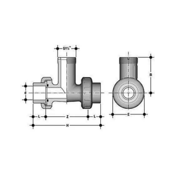 TEE 90° SALDATURA DI TASCA PP ø050 mm TENUTE FPM PER SENSORE L0 0406573 1