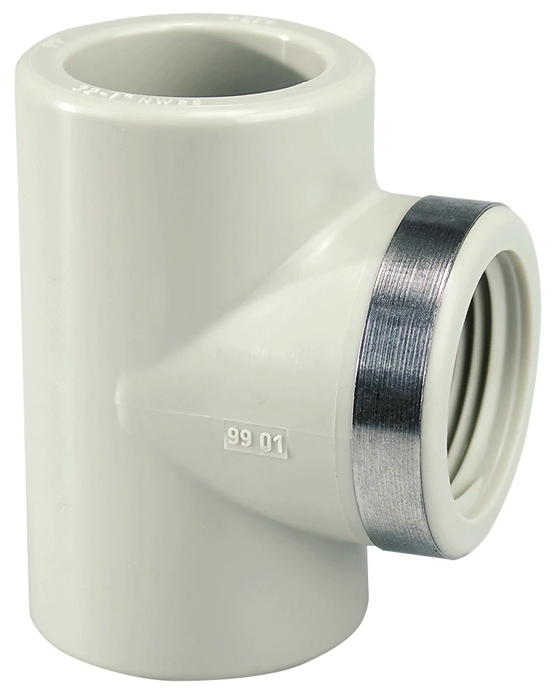 TEE 90° DI PASSAGGIO SALDATURA DI TASCA PP-H ø040x1"1/4 GAS F CON ANELLO DI RINFORZO 0501109 1