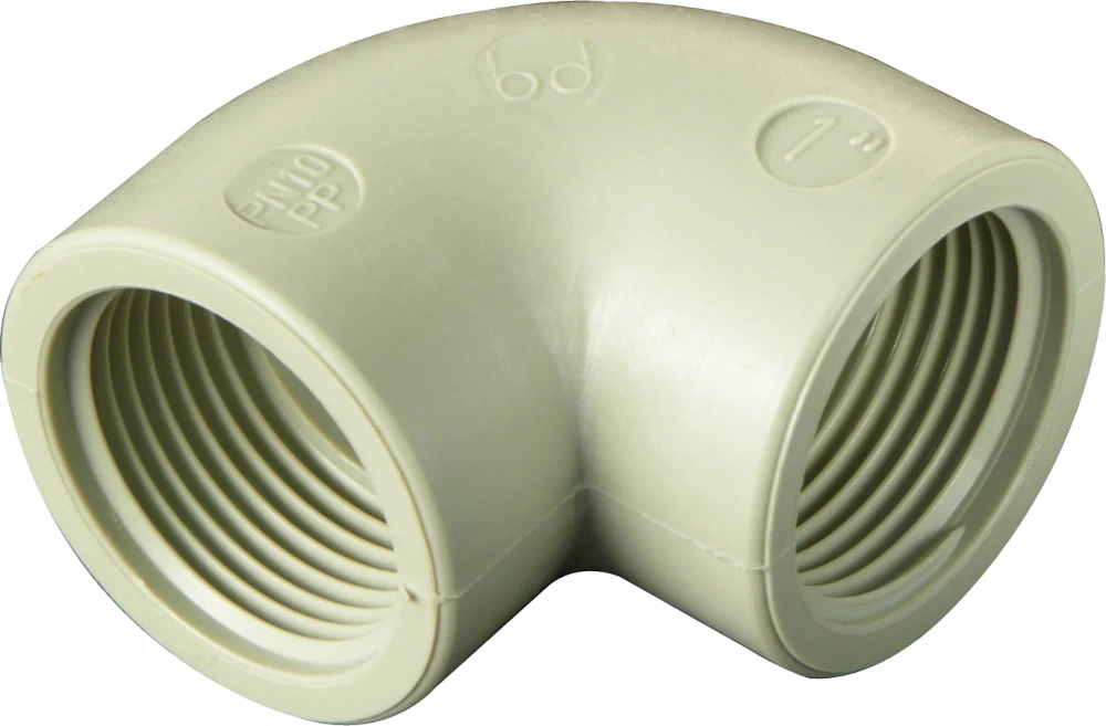 GOMITO 90° FILETTATO PP-H ø1"1/2 GAS F 0600146 1